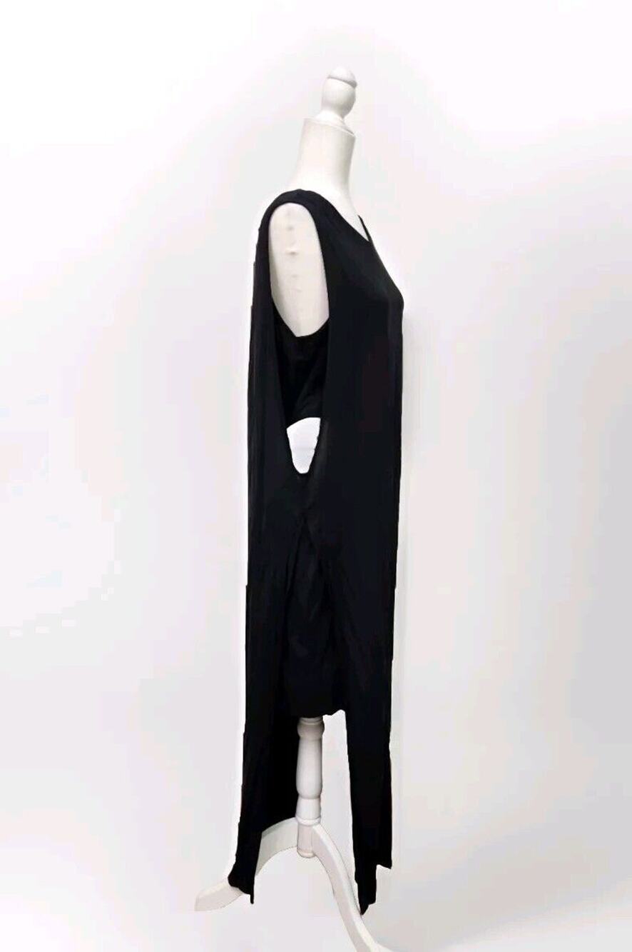 HELMUT LANG Size Large Black High Slit Shift Dress Pre Owned